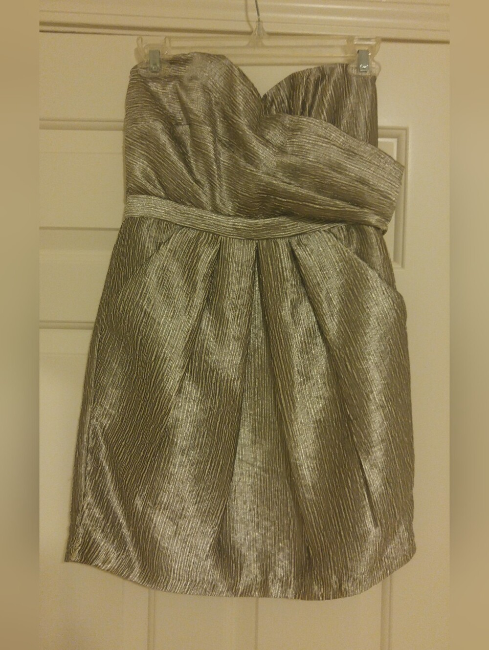 Greylin Metallic Gold Pleated Dress